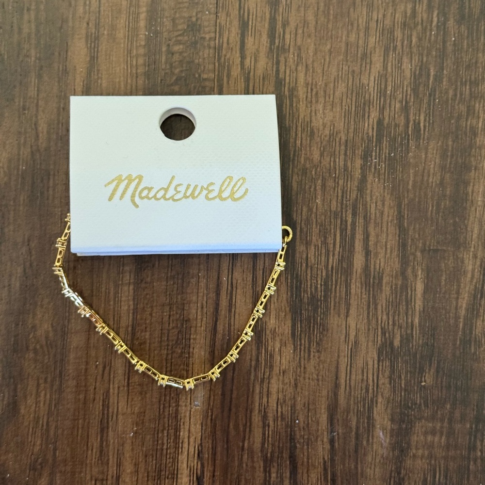 Madewell Gold bar Chain tennis Bracelet - Picture 2 of 11